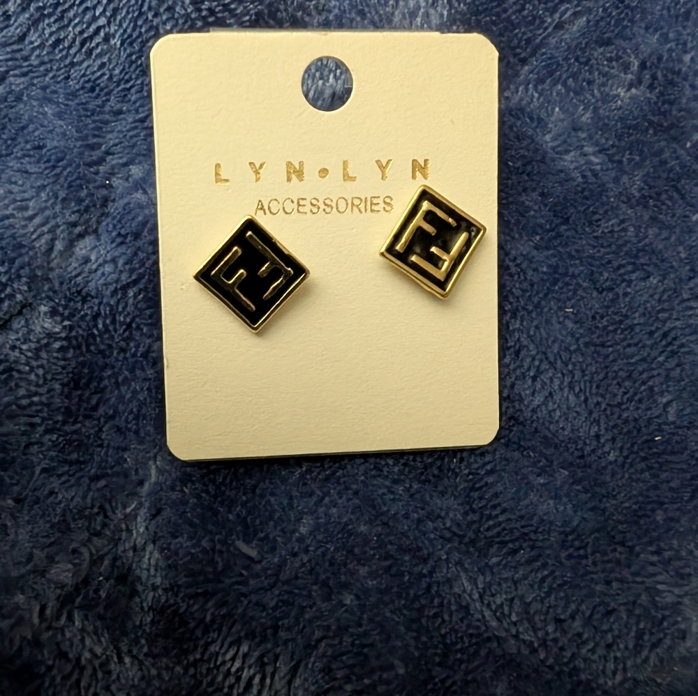 🦋 Gold and Black Geometric Earrings